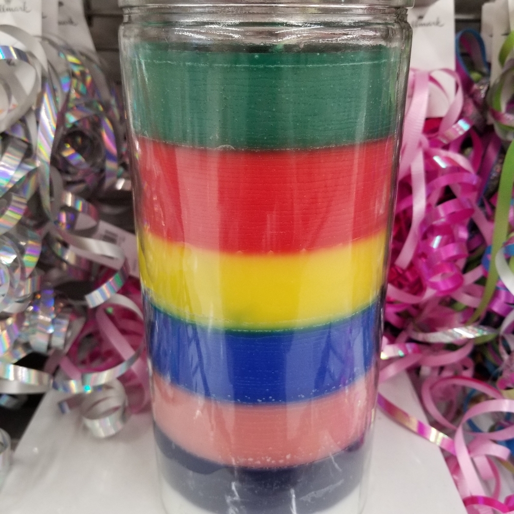 Brilux Clear Glass Candle 7 Color Wax Candel X Large NWT